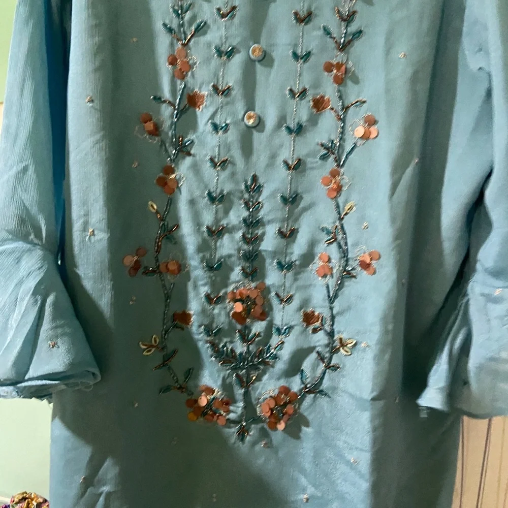 Autumn lane full kurta set ! With flare pants Duptta and hand work - Picture 8 of 13